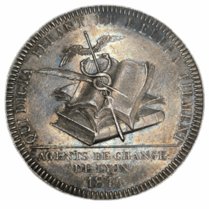 Jeton, ville de Lyon, agents de change de Lyon 1816