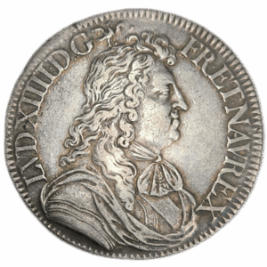 Louis XIV, écu à la cravate, 1ère émission par F. Warin 1673 Paris