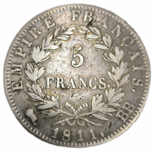 Napoléon 1er, 5 francs, empire français 1811 Strasbourg