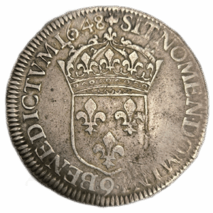 Louis XIV, écu à la mèche longue 1648 Rennes
