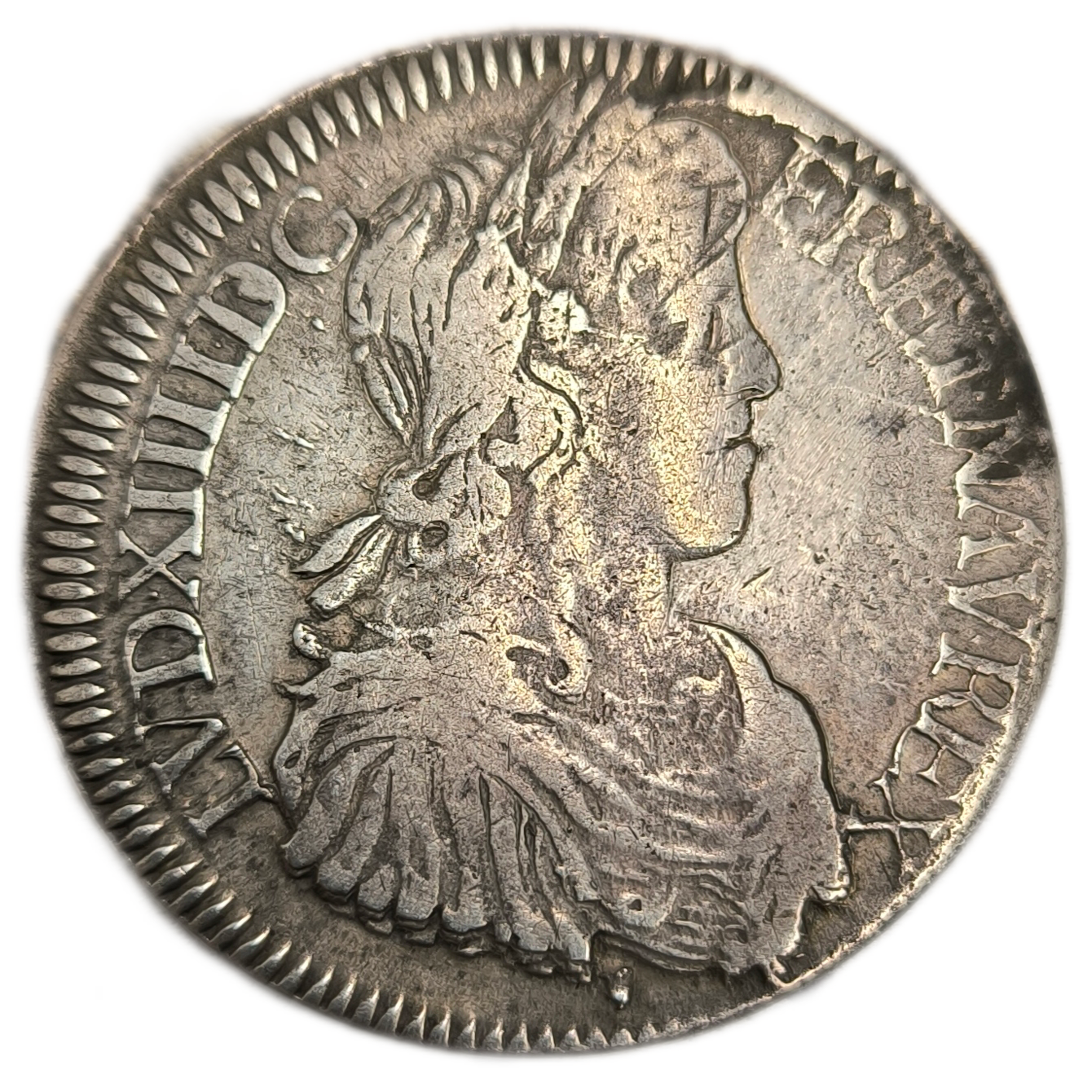 Louis XIV, écu à la mèche longue 1648 Rennes