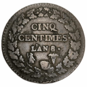 Directoire, 5 centimes Dupré, grand module An 8 Lille