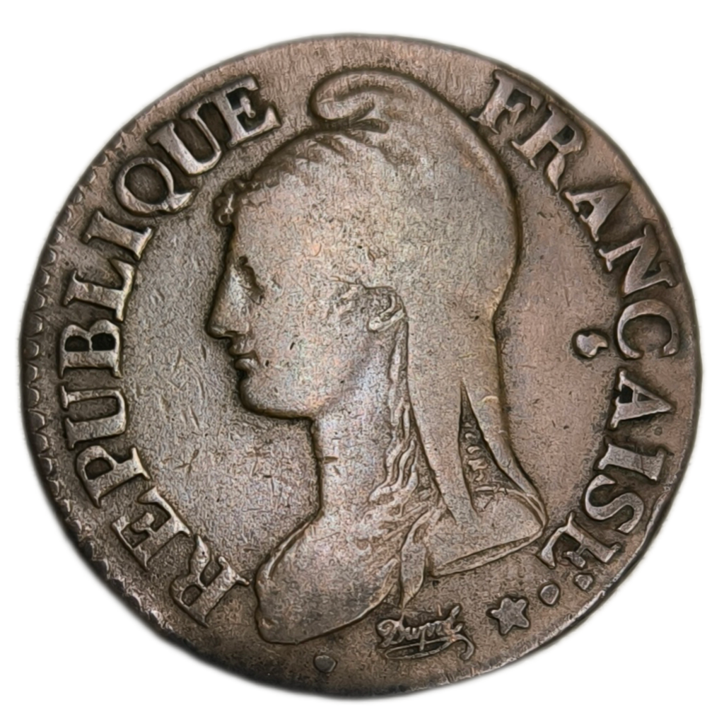 Directoire, 5 centimes Dupré, grand module An 8/5, A/R An 8 Paris