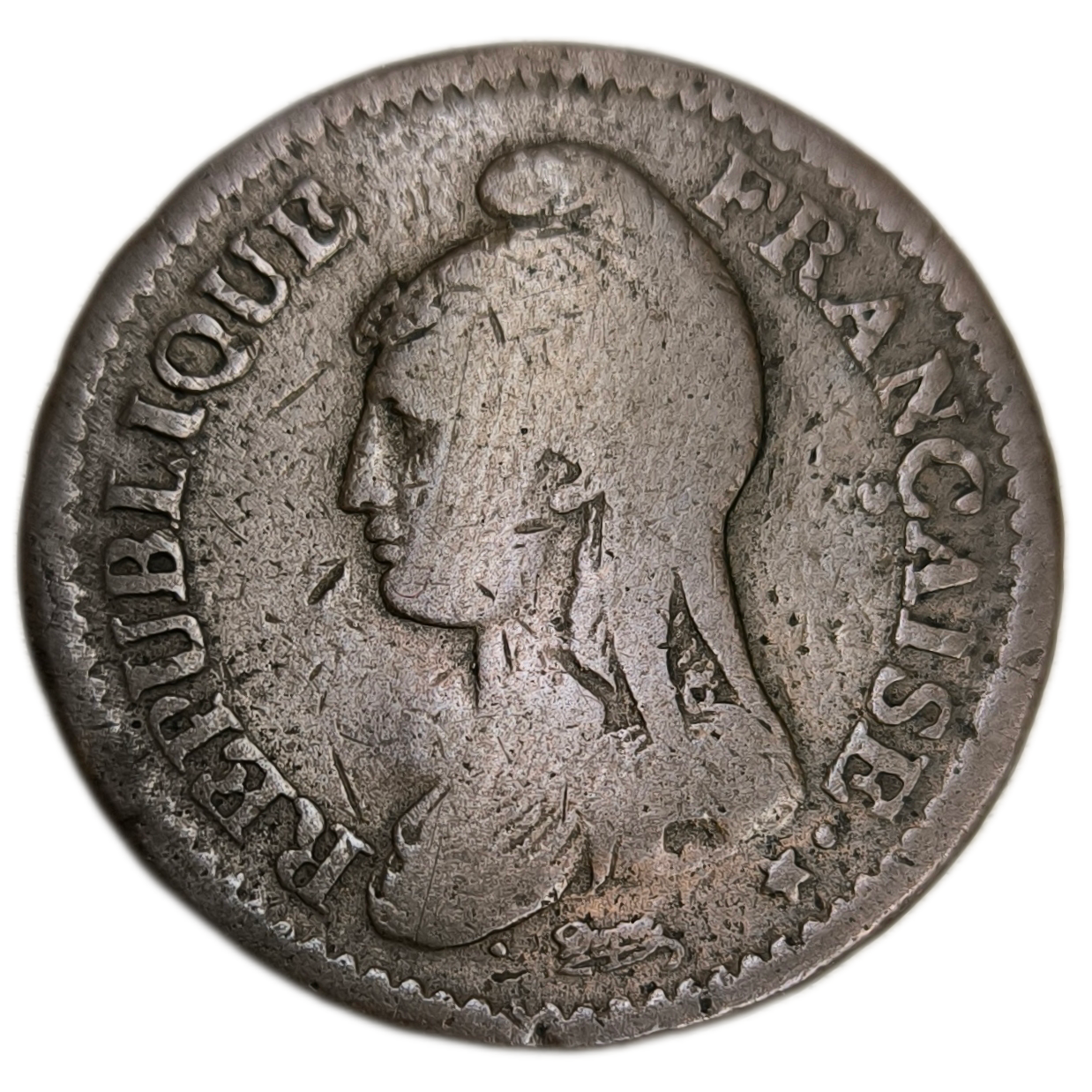 Directoire, un décime Dupré, modification du 2 décimes An 5 Paris