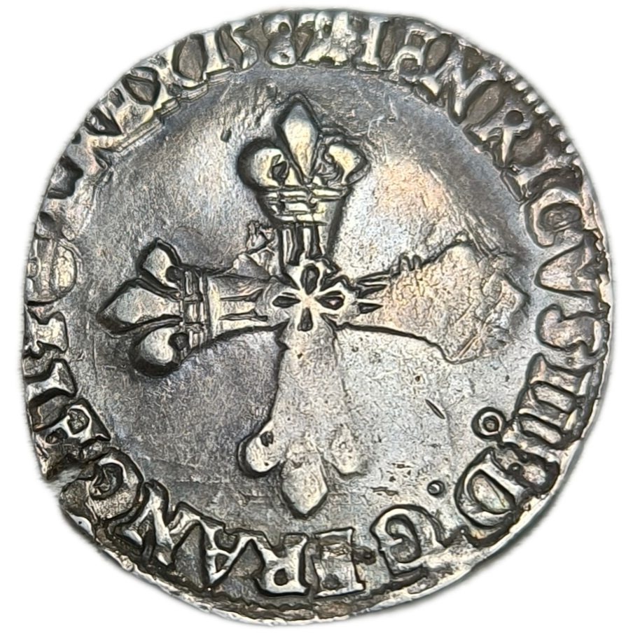 Henri III, huitième d'écu à la croix de face 1587 Rennes