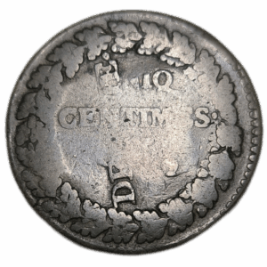 Directoire, 5 centimes Dupré, refrappage du décime, variété CNIQ
