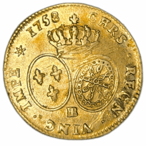 Louis XV, double Louis d&rsquo;or au bandeau 1758 Strasbourg