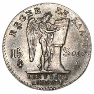 Constitution, 15 sols au génie, type François 1791 Paris