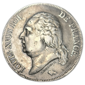 Louis XVIII, 5 francs tête nue 1822 Paris