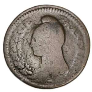 Directoire, 1 décime Dupré, grand module, refrappage du 2 décimes An 5 Rouen