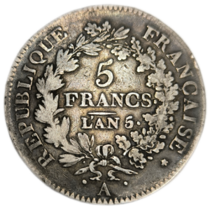 Directoire, 5 francs union et force An 5 Paris