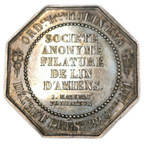 Jeton, Picardie, filature de lin d&rsquo;Amiens 1851