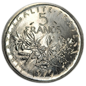 IIIème République, essai 5 francs semeuse nickel 1970 Paris