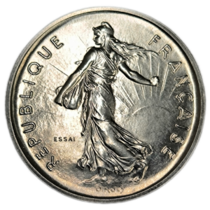 IIIème République, essai 5 francs semeuse nickel 1970 Paris