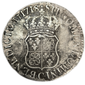 Louis XV, écu de France-Navarre 1718 Caen