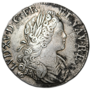 Louis XV, écu de France-Navarre 1718 Caen