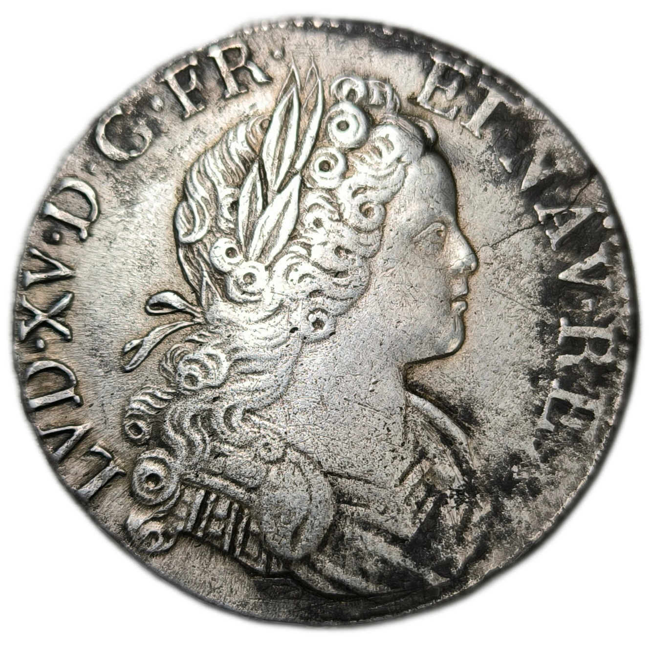 Louis XV, écu de France-Navarre 1718 Caen