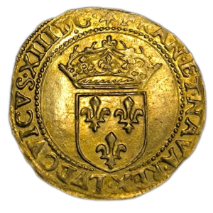 Louis XIII, écu d’or au soleil, 1er type 1615 Rouen