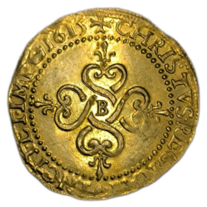 Louis XIII, écu d’or au soleil, 1er type 1615 Rouen
