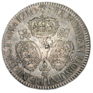 Louis XIV, écu aux 3 couronnes 1710 Paris