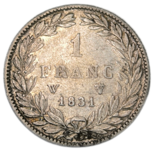 Louis-Philippe 1er, 1 franc tête nue 1831 Lille