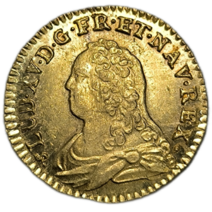Louis XV, Louis d’or aux lunettes 1734 Rouen
