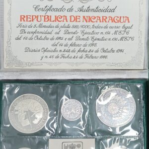 République du Nicaragua, coffret proof 5 monnaies argent 1975
