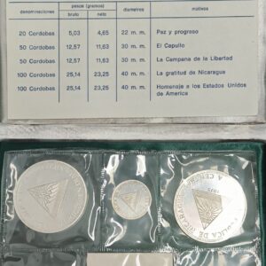République du Nicaragua, coffret proof 5 monnaies argent 1975