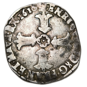 Henri IV, quart d’écu à la croix feuillue 1610 Bordeaux