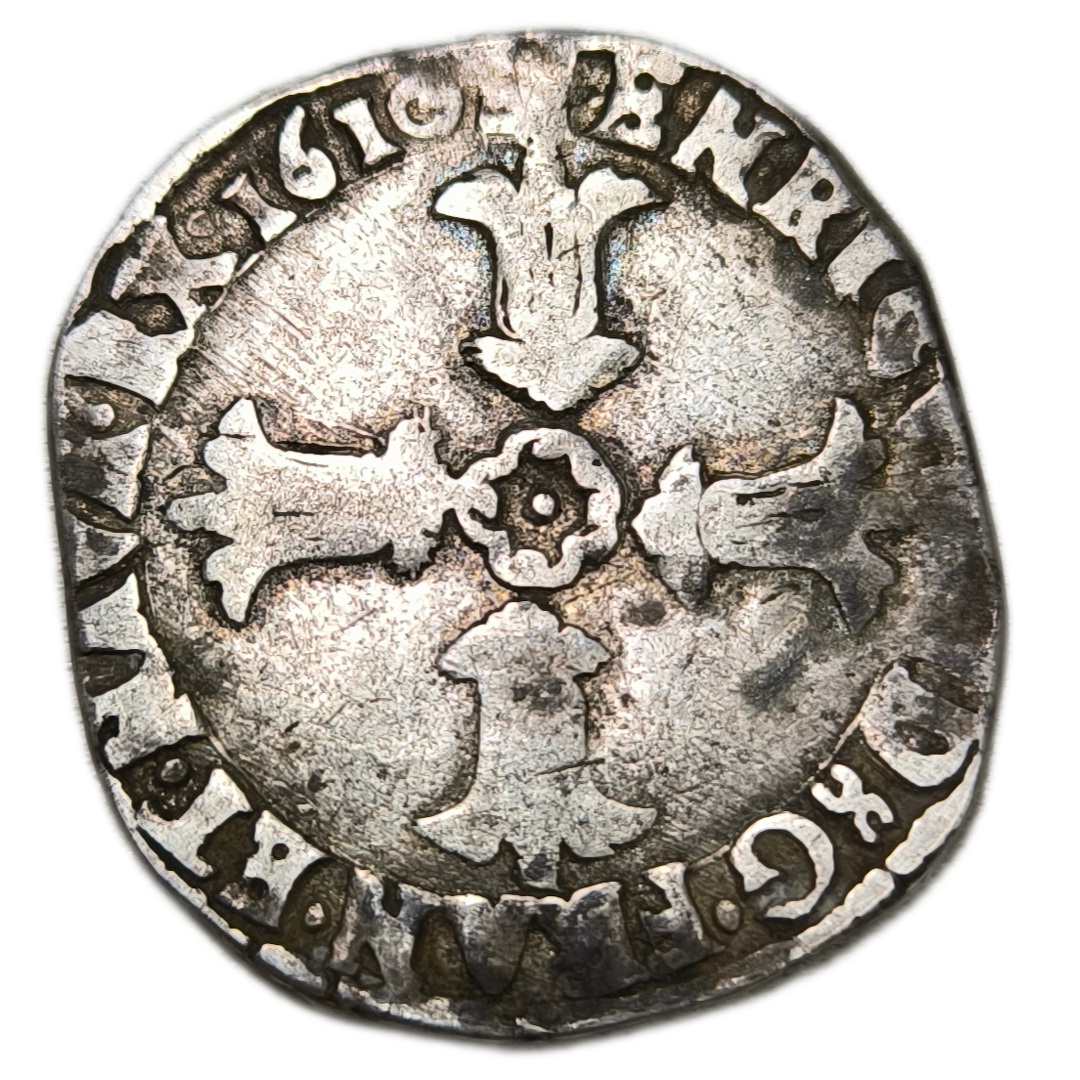 Henri IV, quart d'écu à la croix feuillue 1610 Bordeaux