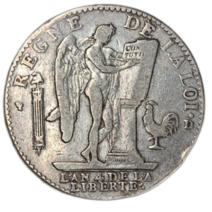 Constitution, écu de 6 livres François, tranche fautée 1792 Lyon