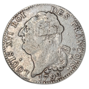 Constitution, écu de 6 livres François, tranche fautée 1792 Lyon