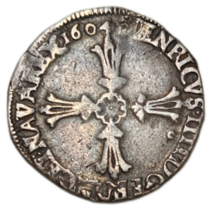 Henri IV, quart d&rsquo;écu à la croix feuillue 1604 Rennes