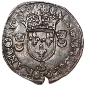 Henri II, douzain aux croissants 1555 Troyes