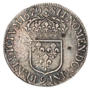 Louis XIV, écu à la cravatte, 2ème émission 1679 Rennes
