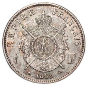 Napoléon III, 1 franc tête laurée 1869 Paris