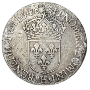 Louis XIV, écu à la mèche longue 1648 La Rochelle