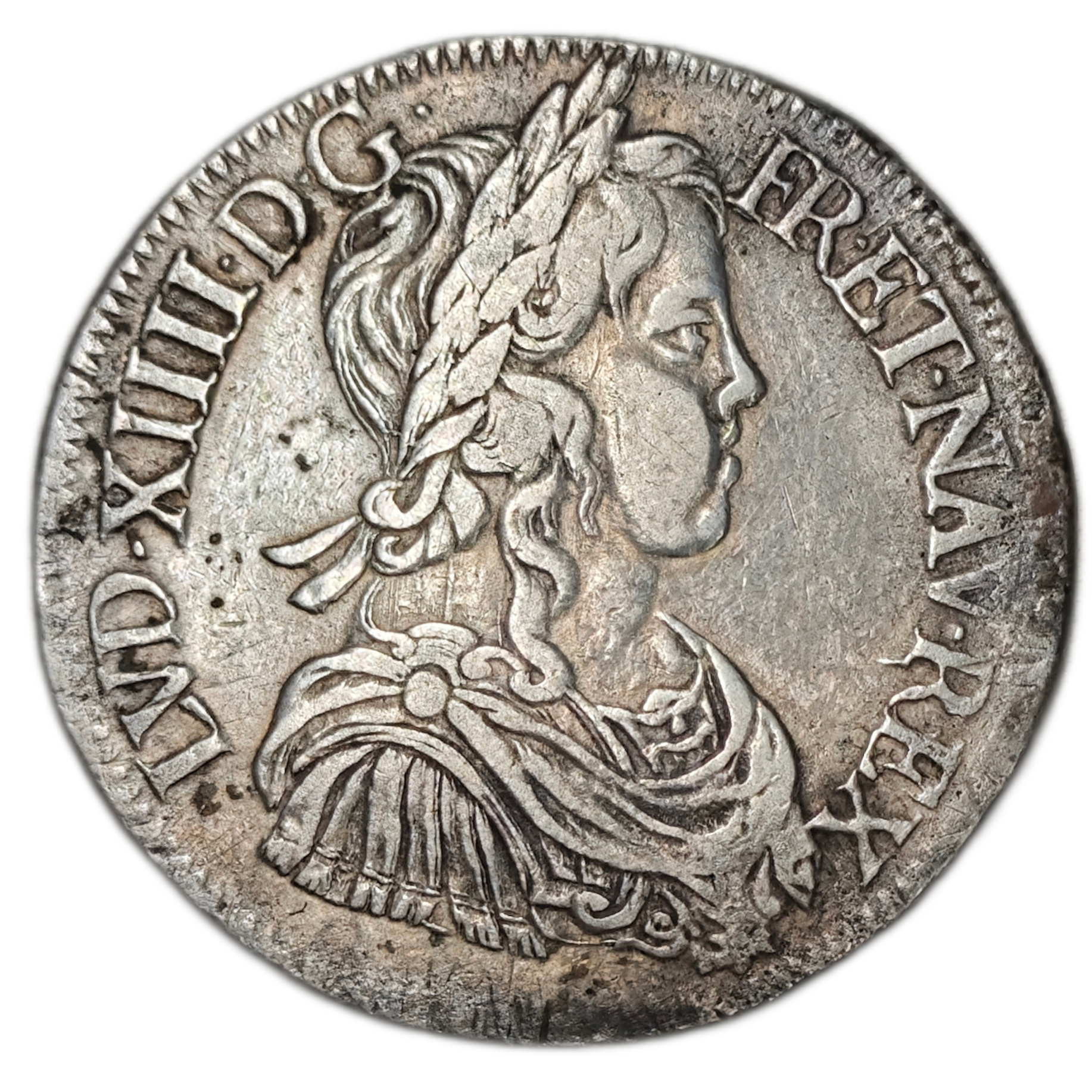Louis XIV, écu à la mèche longue 1648 La Rochelle